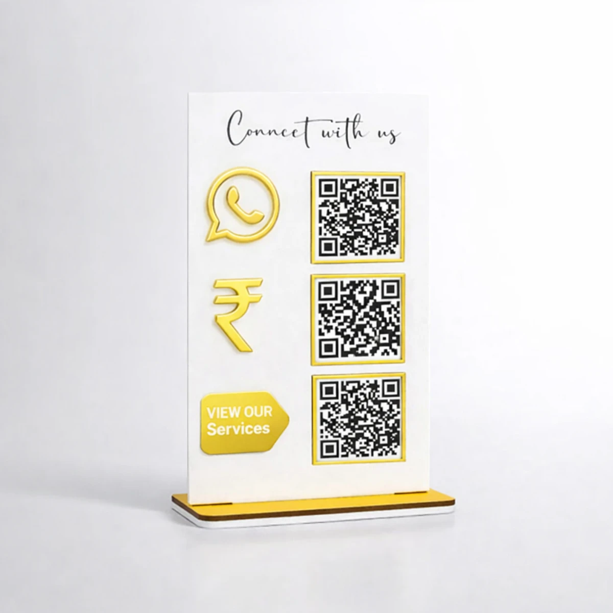 3 QR Premium Google review, What's App and Payment Stand