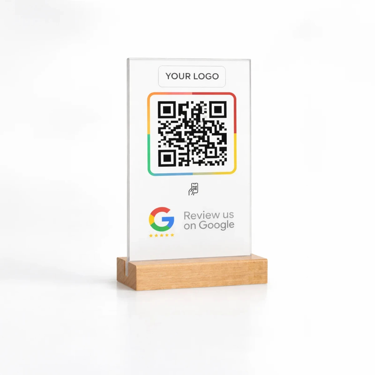 Wooden Base Google Review Acrylic Stand