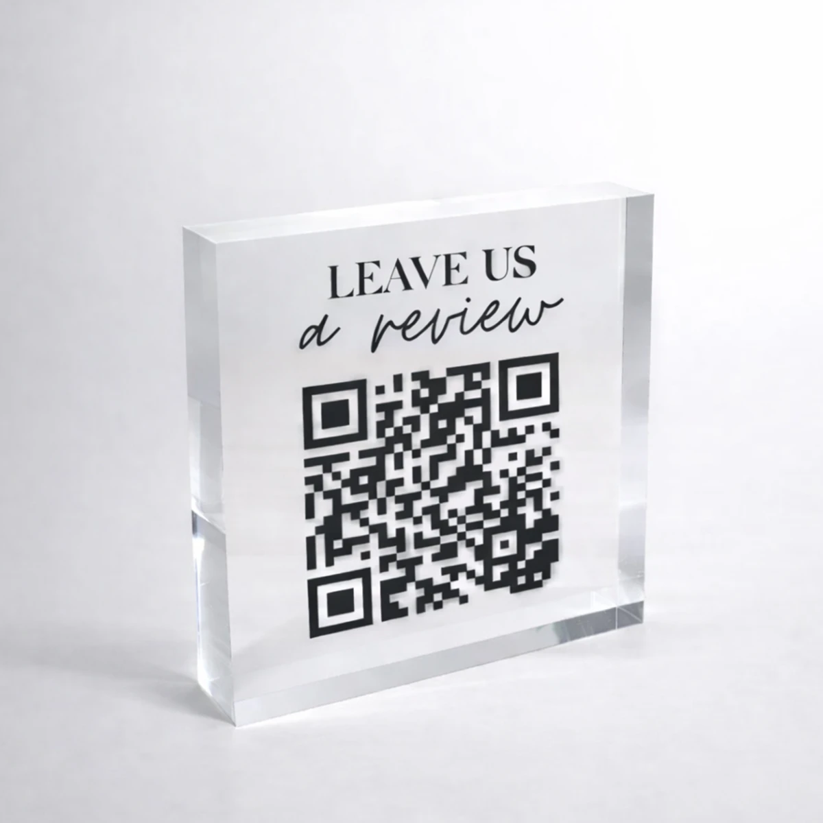 Google Review Acrylic Block Plaque, Custom QR Code Display