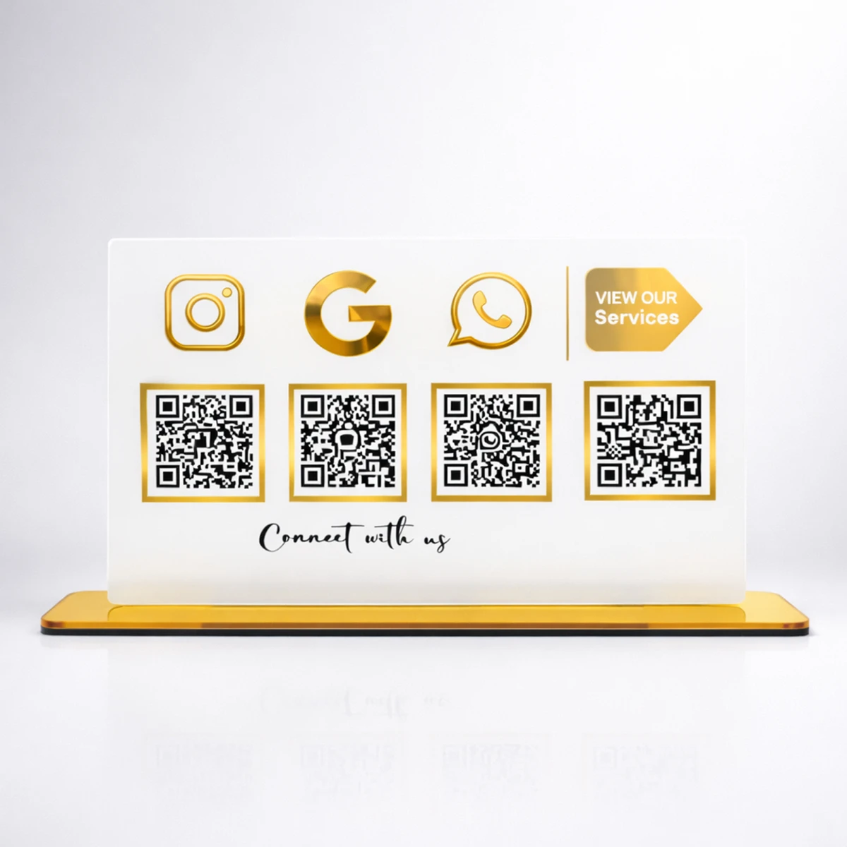 4 QR Premium Digital Catalog, Google review, Instagram, What's App, Payment Stand
