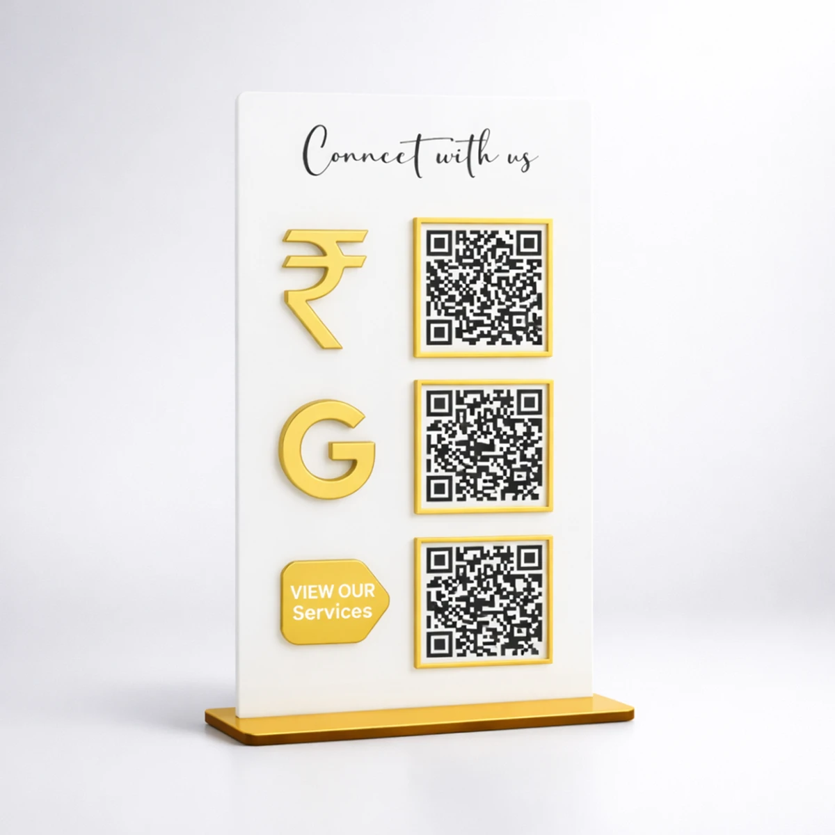 3 QR Premium Digital Catalog, Google review, Payment Stand