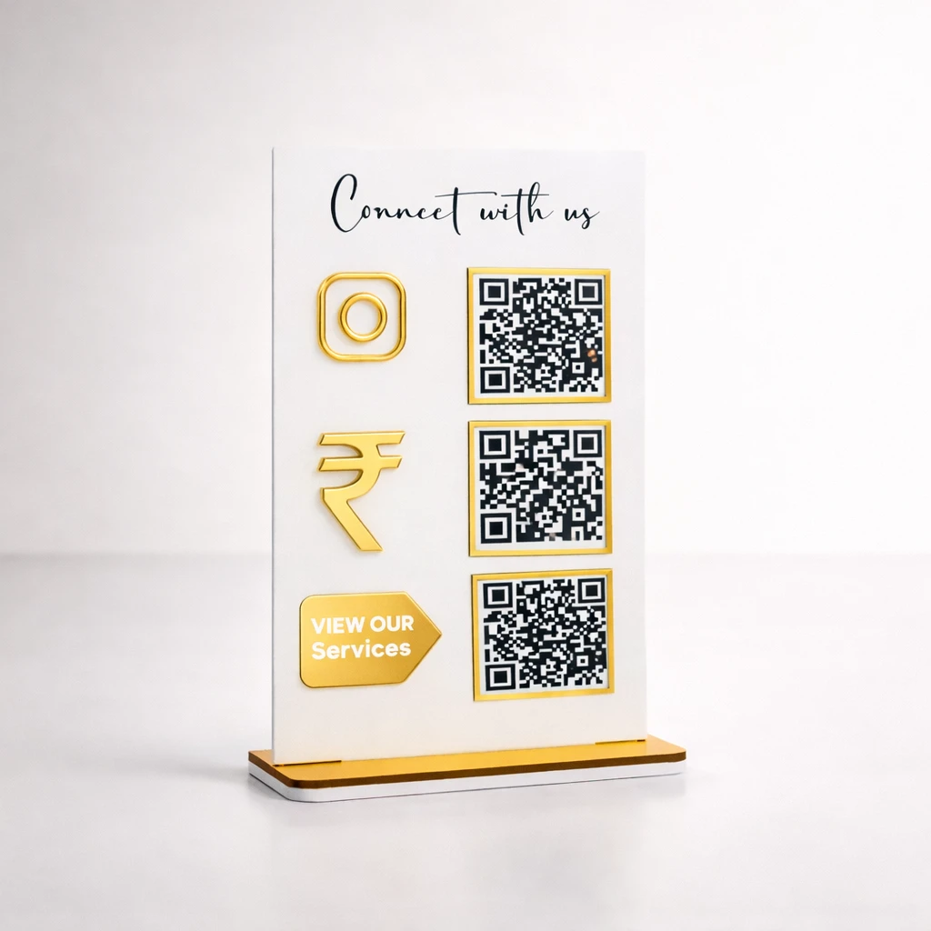 3 QR Premium Digital Catalog, Instagram, Payment Stand