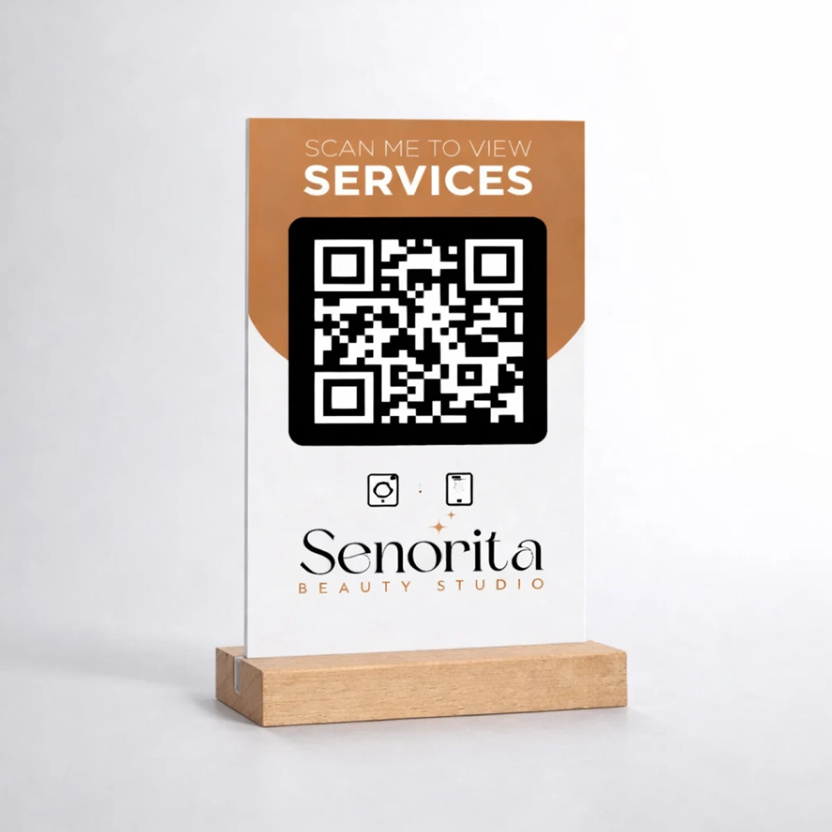 Wooden Base Digital Catalog Acrylic Stand